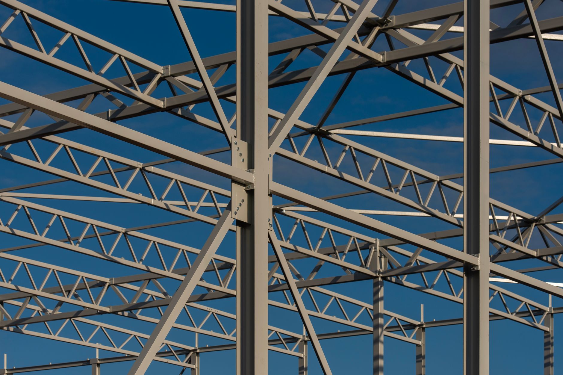 Structural steel frame under fabrication